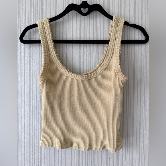Urban Outfitters Tops - Urban Outfitters Ribbed Scoop Tank Top in Light Beige